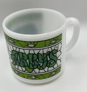 Vintage Arby's Coffee Mug Federal Glass Milk Glass - Green Stained Glass Look - Picture 1 of 6