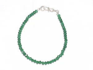925 Silver Round Beryl Dyed Gemstone Beaded Handcrafted Trendy Bracelet Jewelry - Picture 1 of 11