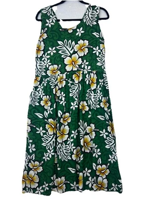 Vestido para mujer Royal Hawaiian Creations con recorte trasero talla mediana verde blanco Foto 1 de 4