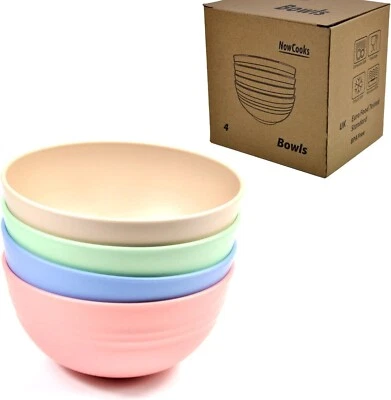 Unbreakable Cereal Bowls, Large Plastic Bowls Set of 4, EU Tested. Lightweight - Image 1 of 4