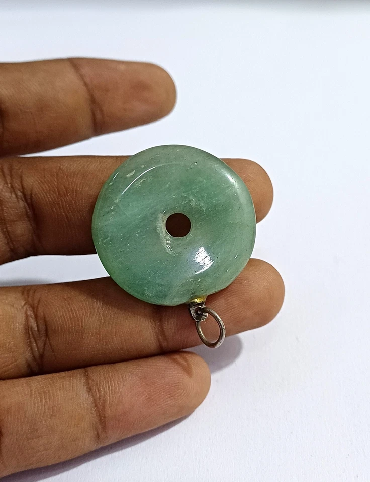 RARO Antiguo Jade Redondo Perforado Alemán Plata Colgante Raro Verde Ver Video Foto 1 de 4