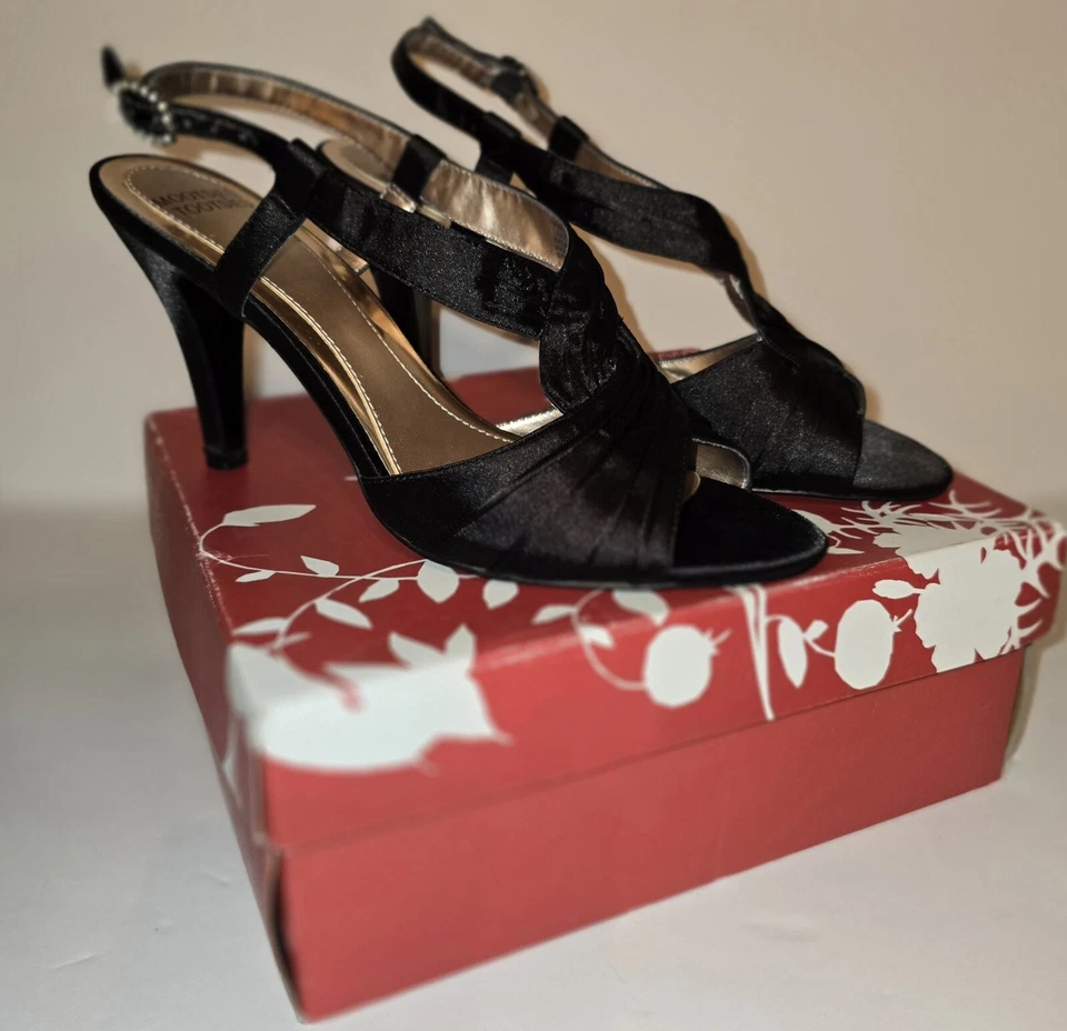 Zapatos de salón Mootsie Tootsie negros satinados talla 9 formal cóctel  Foto 1 de 4