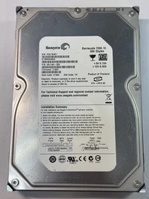 Seagate 9BJ146-305 ST3500630AS 500GB 7.2K RPM FW 3.AAE DC 07484 HDD SATA 3.5" - Image 1 of 4