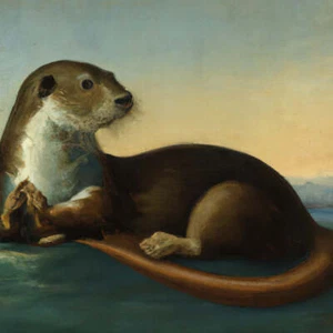 Besinnlicher Otter Ölgemälde II Kunstdruck - 12 x 18 cm - Bild 1 von 1