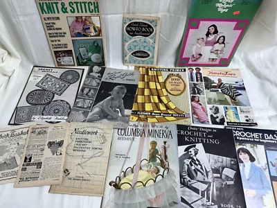 Lotto libro/rivista/opuscolo/opuscolo/opuscolo vintage maglia uncinetto modello anni 30-70 - Immagine 1 di 4