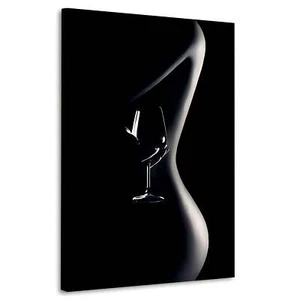 Frau mit Weinglas Erotik Wandbild Leinwandbild Kunst XXL Deko - Bild 1 von 7