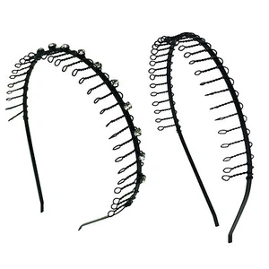 2 Pezzi Pettine Fascia Metallo Filo Denti con Cristallo Strass & Tinta Assortiti - Picture 1 of 6