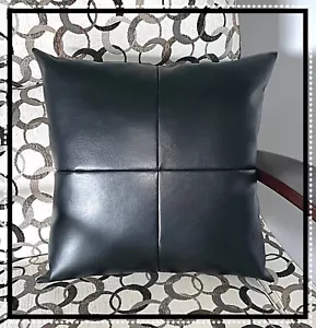 Accent Decorative leather pillow plain black throw case cushion cover - Picture 1 of 2