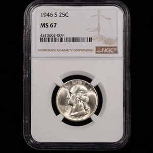 1946-S Washington Quarter 25c - NGC GRADED MS67 - Stunning Coin! - Picture 1 of 4