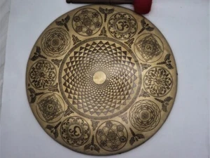 Temple Gong - Mantra Carved Handmade Gong from Nepal-Available in various Sizes- - Picture 1 of 5