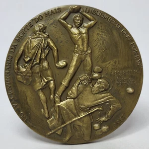 STONING OF SAINT STEPHEN/ Poet LUÍS DE CAMÕES Bronze Medal By Joaquim Correia - Picture 1 of 6