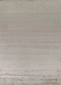Soft and plush Beige & Ivories Gabbeh wool Rug Hand-knotted 9x12 ft - Picture 1 of 20