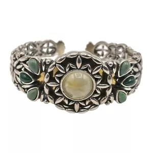 Carolyn Pollack Southwest Sterling &Brass Multi-Stone Sandia Sage Cuff Bracelet - Picture 1 of 6