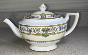 G679~ Minton Grasmere TEEKANNE TEEKANNE Senfrand rosa & gelbe Blumen - Bild 1 von 10