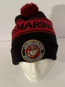 Rot schwarz US Marines USMC Beanie Rodel bestickt Bündchen Adler Kugel Anker - Bild 1 von 12