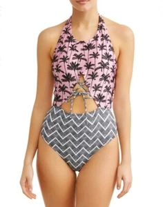 Traje de baño de una pieza rosa Nova XL/XG (15-17) N SIN LÍMITES Palm Sunrise para niños - Imagen 1 de 11