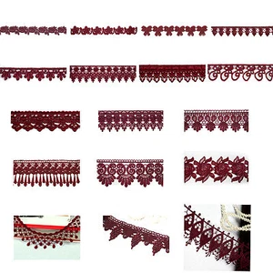 Pizzo Venezia Borgogna ricamato 5/8",3/4",1",1,25",1,75",2",2,5",3",3,25" - Foto 1 di 21