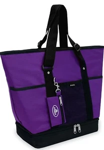 Everest Luggage Deluxe Shopping Tote, Beach Bag With Cooler, Purple/Black, NEW - Picture 1 of 10