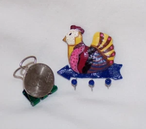 OOAK Miniature Dollhouse Chicken Hen Wall Coat Rack Hook Hanger Clay Artisan JS - Picture 1 of 3
