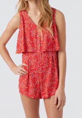 O'NEILL 🌺 FREYA BEACH TANK RED ROMPER TROPICAL SIZE GIRLS SMALL 7-8 - Image 1 of 4