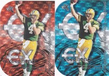 2000 BRETT FAVRE E-X E-XCEPTIONAL BLUE NO SERIAL NUMBER & RED PARALLEL CARDS 