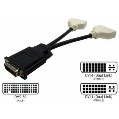 Dell DMS-59 to DVI-I Dual Link Splitter Y Adapter Cable NEW CN-0H9361-52204 - Image 1 of 3