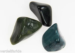Nephrite JADE COLLECTION Green Blue Black Tumbled Stone Gemstone w/ pouch SMALL - Picture 1 of 7