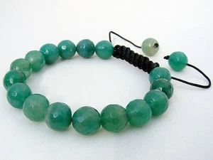 Pulsera Shamballa para hombre todas 10 mm Natural Verde Ágata Piedra Ágata Cuentas facetadas - Imagen 1 de 1