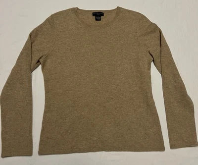 Suéter para mujer Madison Studio tostado/marrón 100 % cachemir cuello redondo talla L” Foto 1 de 4