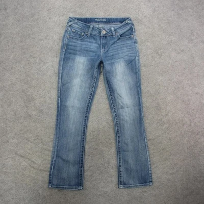 Maurices Jeans Womens 4 Short Bootcut Stretch Mid Rise Distressed Denim Pants - Image 1 of 4