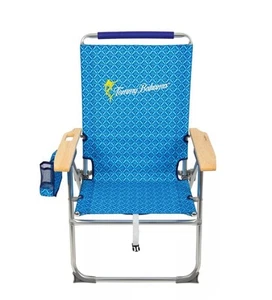 Tommy Bahama Hi-Boy Beach Chair, Reclining, 300 lb Capacity, Light Blue - Picture 1 of 5