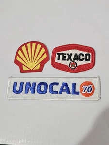 Lot Of 3 Vintage Patches Texaco, Shell Kiss Cut, Unocal 76 Iron On  - Picture 1 of 10