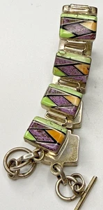 Bracciale Sanchez Navajo Argento Sterling Multi Pietra Argento Sterling .925 Toggle - Foto 1 di 21