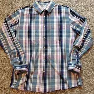 Brooks Brothers Hemd Herren Large blau lila kariert Regent Fit Button Down L/S - Bild 1 von 7