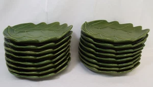 1980s BARBARA B EIGEN Set of 15 Lettuce Leaf Green Salad Plate Art Pottery Lot - Picture 1 of 9