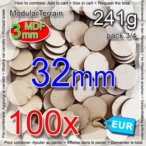 100x 3mm MDF 32mm Round Base Warhammer 40k Infinity Age Of Sigmar - Bild 1 von 5