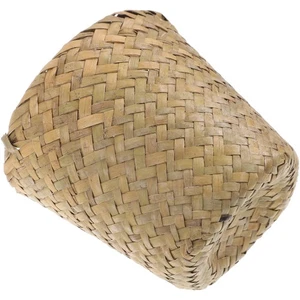 Cesta de basura de paja de mimbre algas tejidas basura mini basura - Imagen 1 de 12