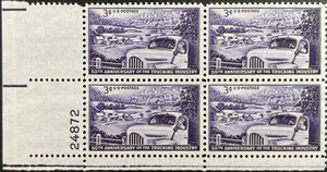 U.S. Scott #1025, P. B. of 4, 50th Anniv Trucking Industry, Very Fine, MNH - Picture 1 of 2