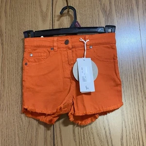 NWT Stella McCartney Girl’s 6 Denim Shorts Orange - Picture 1 of 6