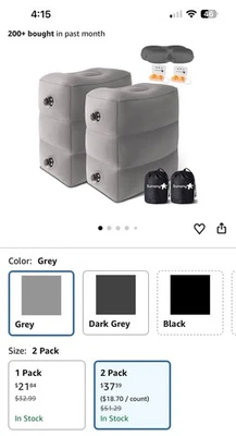 Sunany 充气旅行脚凳枕头,2 件装 — 第 1/4 张图片