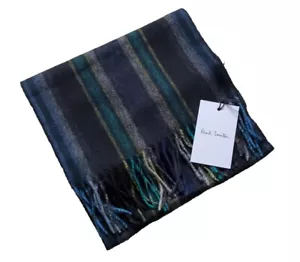 PAUL SMITH SCARF Mens Signature Stripes Lambswool Made In Uk Rrp £140 - Picture 1 of 12