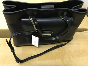 New w/ tags CALVIN KLEIN BLACK LEATHER SHOULDER STRAP HANDBAG $158 msrp now $119 - Picture 1 of 3