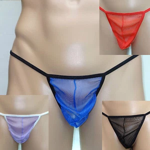 G7097 Sexy Herren String Tanga konturiert Posiertasche Netzfarben - Bild 1 von 16