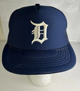 Vintage 90’s Detroit Tigers Sportscap Mesh Snapback Blue Trucker Baseball Hat - Picture 1 of 7