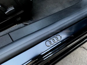 2 x 3D 4 RING LOGO Door Step Emblem plate Sills Interior Exterior Badge Sticker - Picture 1 of 2