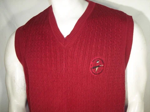 Izod Club Large Red Cotton Cable Knit Sweater/Vest Bethpage Black 2002 US Open Cover
