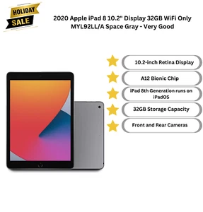 Apple iPad 8th Gen. 32GB, Wi-Fi, 10.2 in - Space Gray - Very Good - Picture 1 of 4