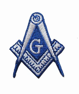 #5091 FREIMAURER BIKER PATCH GESTICKT BÜGELBILD Mason Freemason QUADRAT KOMPASS  - Bild 1 von 3