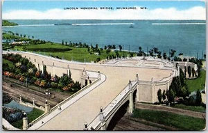 Milwaukee Wisconsin WI, Lincoln Memorial Bridge, Sea Ocean, Vintage Postcard - Picture 1 of 2