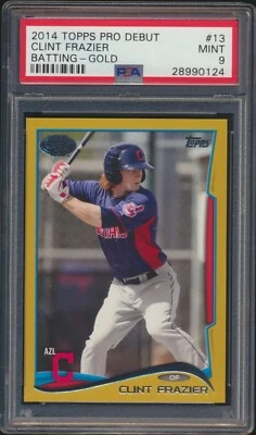 2014 Topps Clint Frazier #13 Pro Debut Cleveland Indians PSA 9 MINT BATTING GOLD - Image 1 of 2